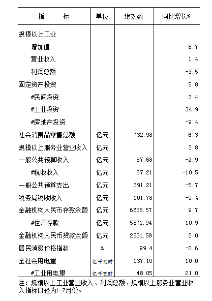 2025年元-8月全市核心数据