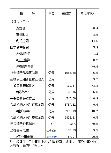 2025年元-11月全市核心数据