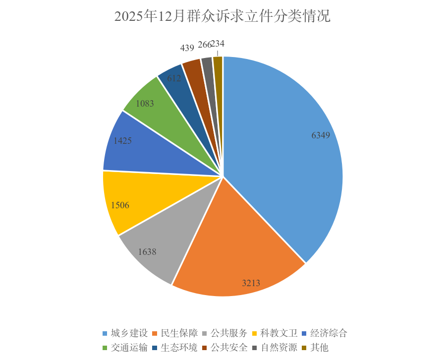 2025年12月群众诉求立件分类情况