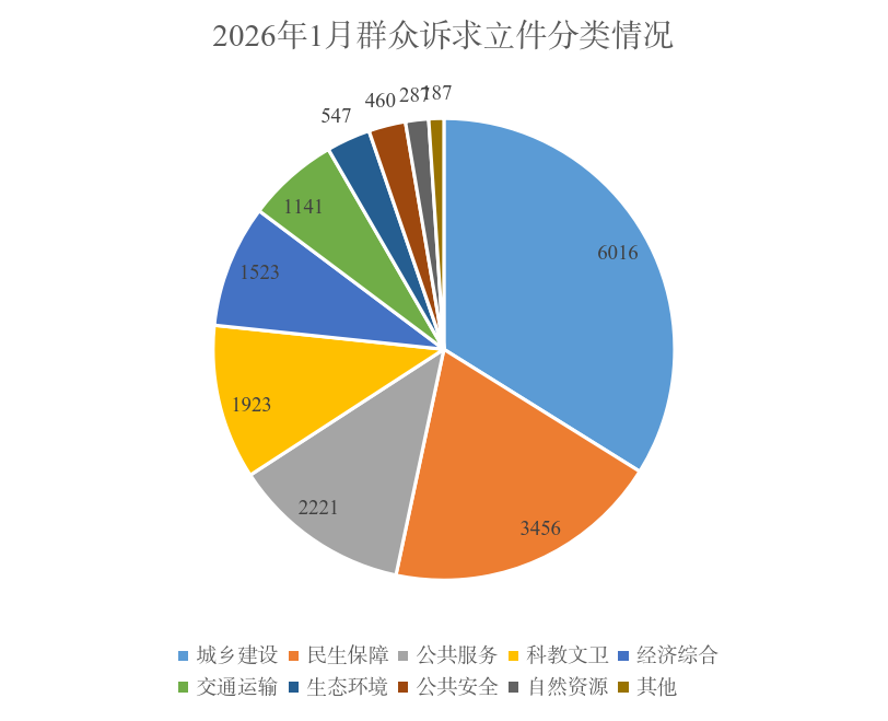 2026年1月群众诉求立件分类情况