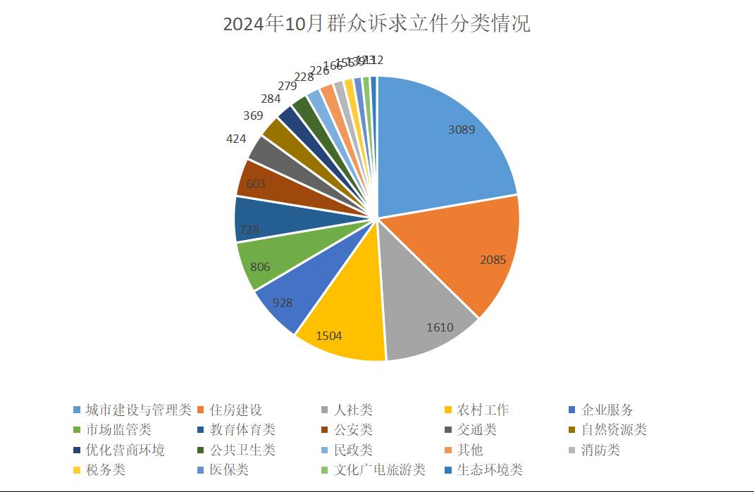 2024年10月群众诉求立件分类情况